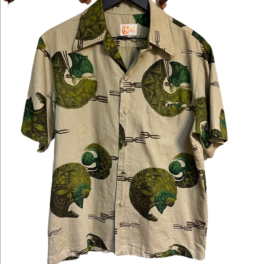 Iolani vintage Hawaiian shirt abstract circular patterns